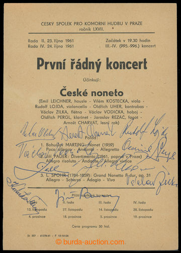 204330 - 1961 program concert from  year 1961 - Czech noneto; handwri