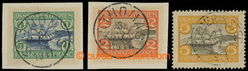 204395 - 1906-1911 Mi.35-37, Sailing Ship 1Fr - 5Fr, values 1Fr and 2