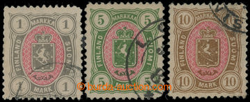 204566 - 1885 Mi.24, 25b, 26b, Znak 1M, 5M a 10M, koncové hodnoty v