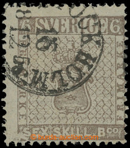 204588 - 1855 Mi.3b, Znak 6Skilling šedohnědá, s DR STOCKHOLM; neo