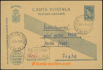 204679 - 1945 card Romanian field post sent to member 1. Czechosl. mi