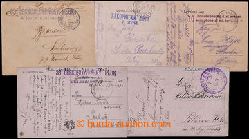 204726 - 1919 ČS. PP 50 / sestava 4ks pohlednic a dopisu s různými