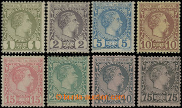 204792 - 1885 Mi.1-8, Charles III. 1c-75c; original gum, value 75c at