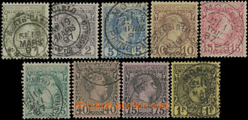 204796 - 1885 Mi.1-8, Charles III. 1c-1Fr; all very nice, chosen pmks
