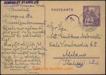 204899 - 1942 GHETTO STANISLAU  dopisnice GG 12Pf zaslaná do Itálie