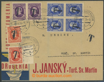 204919 - 1939 letter with postage due provisional T, with Hlinka 5h a