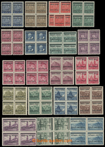 204945 - 1939 Pof.1-19, Overprint issue, complete set in blocks of fo