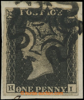 204982 - 1840 SG.2, Penny Black černá, na malém výstřižku s če