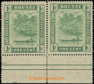 205239 - 1908 SG.35a+35, krajová 2-páska Brunei River 1C, známka v