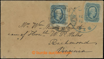 205244 - 1863 Sc.11, 11a, Davis 10C modrá na dopisu s modrým DR COL