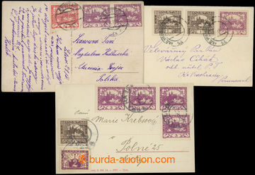 205245 - 1919 comp. 3 pcs of entires sent in/at II. postal rate and f