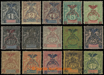 205258 - 1903 Mi.64-77,incl. 69b, overprint Allegory 1C-1Fr; complete