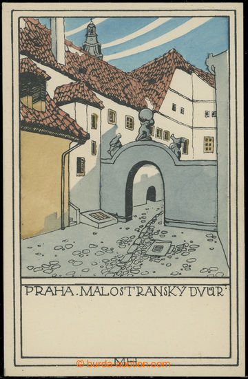 205286 - 1920 PRAGUE, Malostranský yard, lithography; Un, superb
