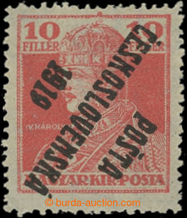 205450 -  Pof.119Pp, Karel 10f červená s převráceným přetiskem 