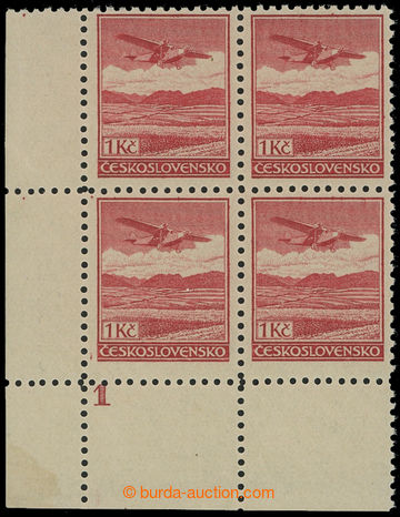 205527 -  Pof.L8A, Definitive issue 1CZK red, LL corner blk-of-4 with