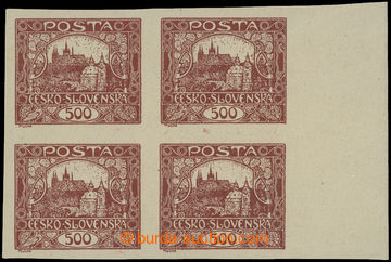 205550 -  Pof.25, 500h brown, block of four with right sheet margin; 