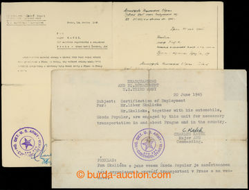 205631 - 1945 sestava 2ks dokumentů US armády v osvobozeném Česko