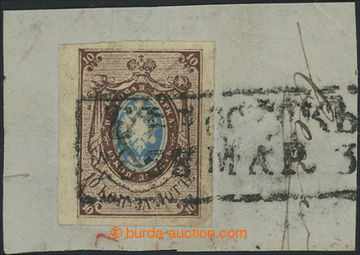 205655 - 1858 Mi.1, Coat of arms 10K imperforated on cut-square of le