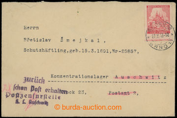 205794 - 1942 C.C. AUSCHWITZ letter sent from Protectorate Bohemia-Mo
