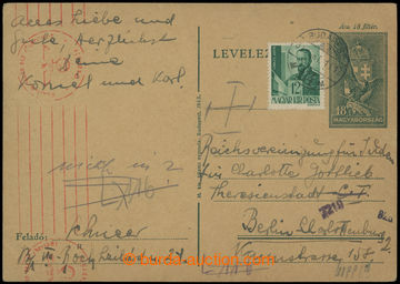 205808 - 1943 GHETTO TEREZÍN  dofr. maďarská dopisnice Mi.P112 adr