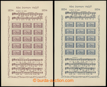 205863 - 1934 Pof.A283,A284, souvenir sheets Anthem-issue 1CZK wide a