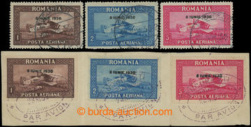 205889 - 1930 Mi.372X-374X, 372Y-374Y, overprint Airmail 1L-5L, two c