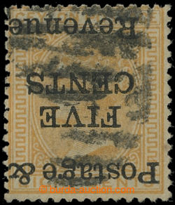 205930 - 1885 SG.179b, overprint Victoria 5C/8C orange-yellow with IN