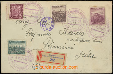 205992 - 1939 PR7, Reg and airmail letter to Italy, franked with. 4 p