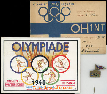 206015 - 1940 Winter Olympic Games FINLAND 1940  comp. 3 pcs of items