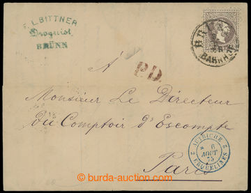 206017 - 1875 skládaný dopis do Paříže, vyfr. zn. FJ I. 25Kr hn