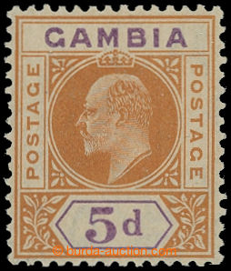 206065 - 1909 SG.77a, Edward VII. 5P orange / purple, with DENTED FRA