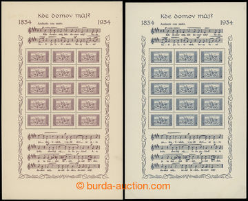 206069 - 1934 Pof.A283, A284, souvenir sheets Anthem-issue 1CZK wide 