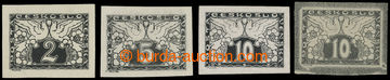 206155 - 1919 PLATE PROOF  4 pcs of plate proofs values 2h-10h, from 