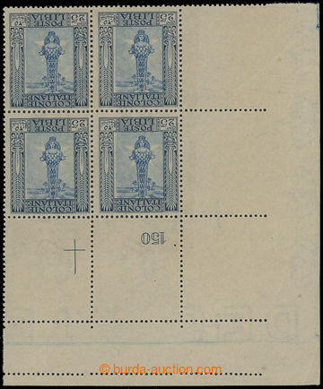 206166 - 1921 Sas.26c, Pittorica 25C, pravý dolní rohový 4-blok, t