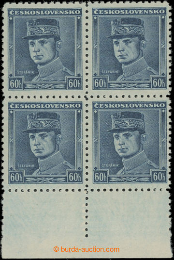 206192 -  Sy.1, Blue Štefánik 60h, block of four with lower margin 