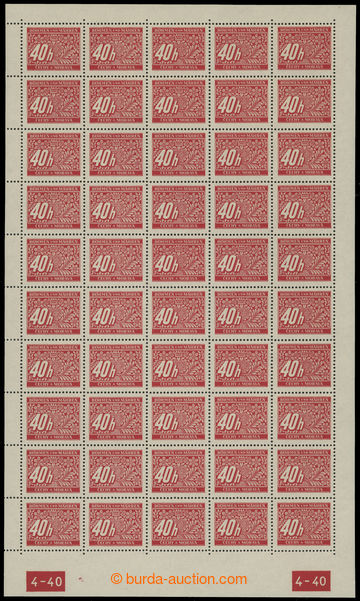 206220 - 1939 ARCHOVINA / Pof.DL5, hodnota 40h, kompletní 50ks arch 