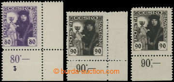206355 -  Pof.162-163, 80h-90h, comp. 3 pcs of stamp. with plate numb