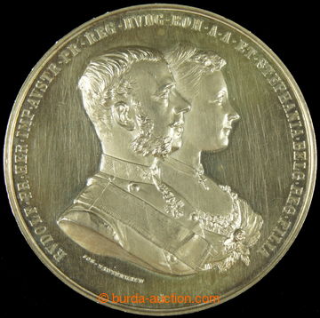 206390 - 1881 silver big wedding medal prince Rudolf and Princess Št