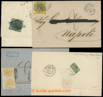 206414 - 1860-1868 sestava 4ks skládaných dopisů vyfr. zn. emise 1