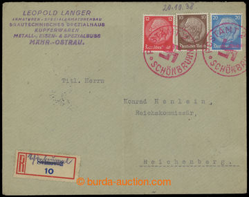 206422 - 1938 commercial Reg letter sent from Svinova to Liberec, add