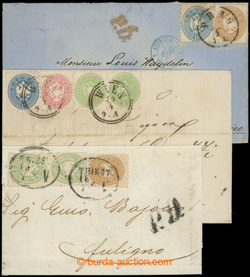 206426 - 1864-1867 sestava 3ks dopisů adresovaných do ciziny se sm