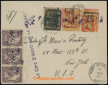 206437 - 1927 air-mail letter addressed to New York, richly franked w