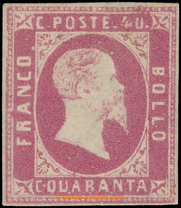206466 - 1851 Sass.3, Victor Emmanuel II. 40C pink, wide margins, per