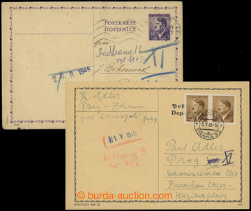 206472 - 1945 PRAGUE - HAGIBOR / comp. 2 pcs of cards addressed to wo
