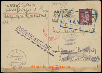 206926 - 1944 GHETTO TEREZÍN - PORTUGALSKO / dopisnice zaslaná z gh