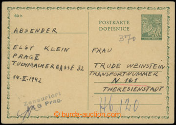 206979 - 1942 PROTEKTORÁT - GHETTO TEREZÍN / nedatovaná dopisnice 