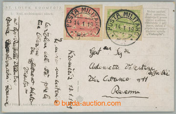 207044 - 1919 POSTA MILITARE 52, postcard sent from Kroměříž to I