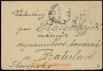 207065 - 1919 POSTA MILITARE 52 with asterisks, unpaid letter from Vr