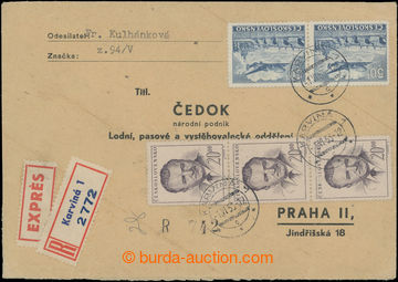 207084 - 1953 1. DEN / firemní Ex+R-dopis vyfr. zn. Pof.489 (3x) + l
