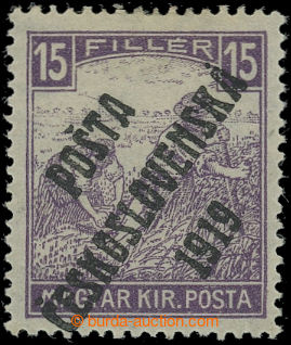 207431 -  Pof.100, Bílé číslice 15f fialová, IV. typ přetisku; 